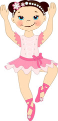 Little pretty ballerina. Vector illustration.