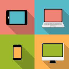 Computing Concept on Different Electronic Devices. Vector Illust