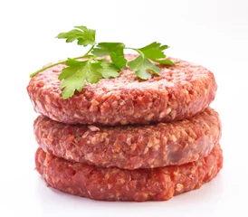 Wall murals Meat raw hamburger meat isolated on white
