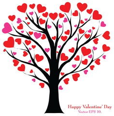 Obraz na płótnie Canvas Valentine Tree with Love Heart, Vector Illustration EPS 10.