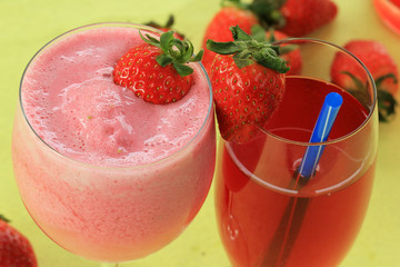 Strawberry juice and smoothie