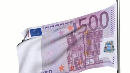 500 euro flag 3d animation on white background - Powered by Adobe