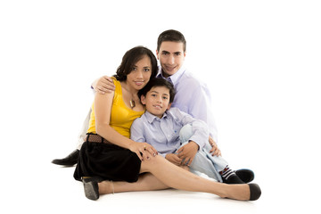 Fototapeta premium Hispanic family close together holding