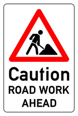 combination sign for road work ahead - german baustelle e477