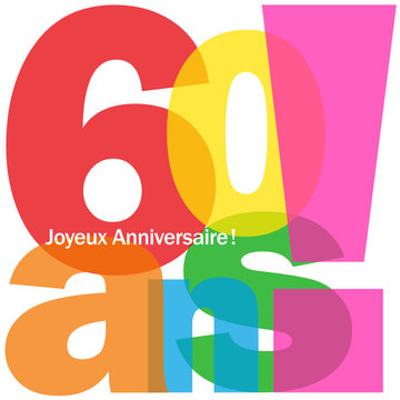 Carte "60 ANS ! JOYEUX ANNIVERSAIRE" (fête voeux félicitations)
