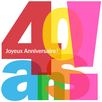 Carte "40 ANS ! JOYEUX ANNIVERSAIRE" (fête voeux félicitations)