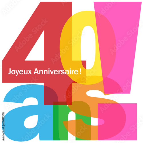 Carte 40 Ans Joyeux Anniversaire Fete Voeux Felicitations Wall Mural Web Buttons Inc
