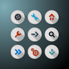 Vector Web Icons Set on Dark Background