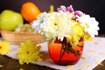 Beautiful chrysanthemum flowers in vase