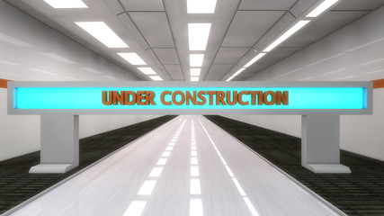 Under construction futuristic corridor