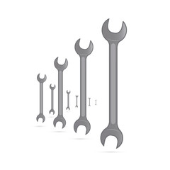 Spanners, Hand Wrench Tools Isolated on White Background