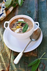 bean soup with sage leaf