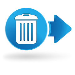 poubelle sur symbole web bleu