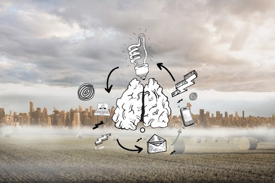 Composite image of idea flowchart doodle - Powered by Adobe