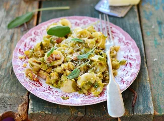 Foto op Aluminium pasta with brussels sprout and cheese © zoryanchik