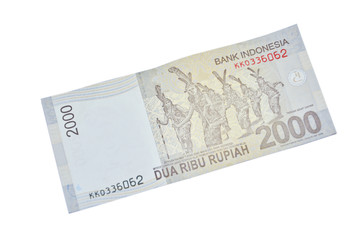 Indonesian Rupiah on a white background.