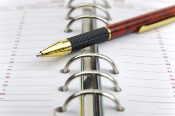 open calendar with pen