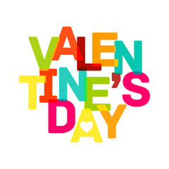 Multicolor Valentine's Day banner. Bright text