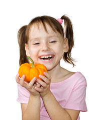 Fototapeta na wymiar Girl holding pumpkin