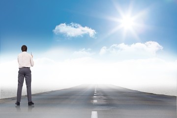 Obraz premium Composite image of thinking businessman