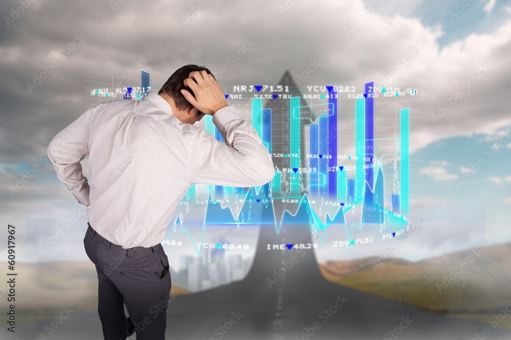 Poster composite image of thinking businessman scratching head