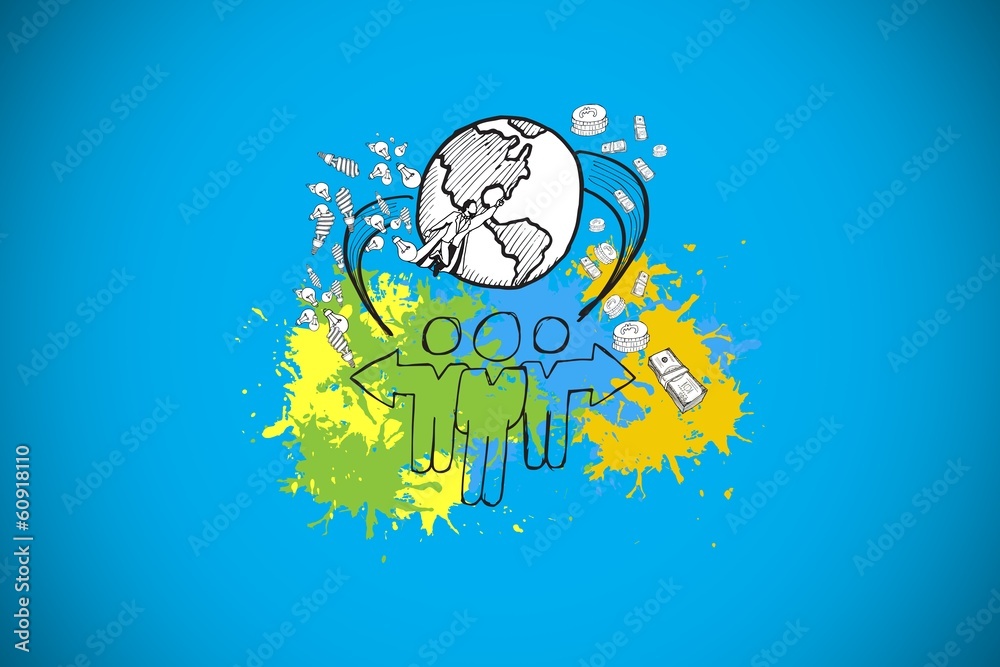 Poster composite image of global community concept on paint splashes