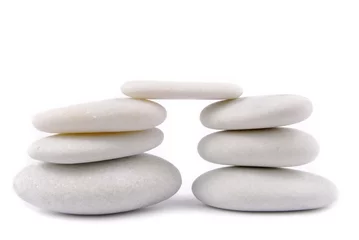 Fotobehang Zen white stone pebble zen isolated on white  © severija