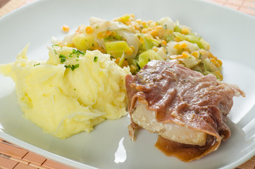 Fried codfish with ham