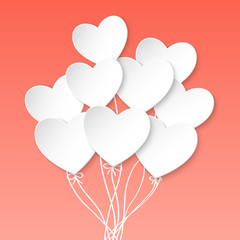 Fototapeta na wymiar Valentines Day Heart Balloons on pink background