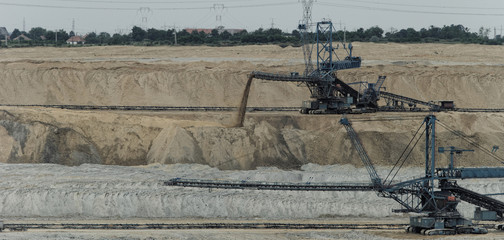 Coal mining in an open pit