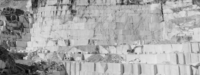 Thassos white marble quarry in bw