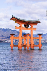 Fototapeta premium a big Torii gate at Miyajima, Japan
