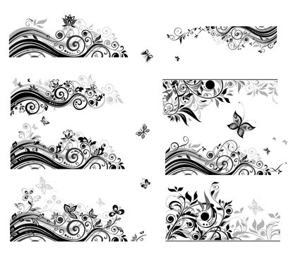Set of vintage backgrounds (black and white)
