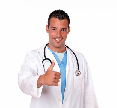 Cheerful Male Doctor With Ok Thumb