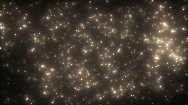 Golden Stars and Snow Falling from the Sky at Night Isolated on 