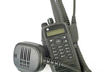 Black compact professional portable radio set.