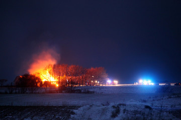 Farm burning down