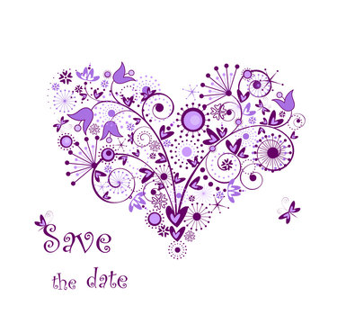 Violet floral heart