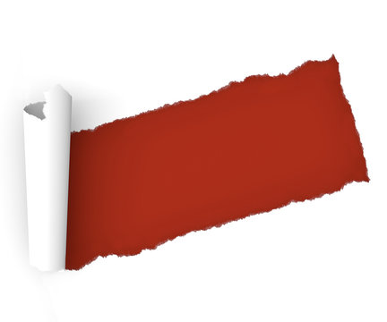 Strappo carta foglio rosso arrotolare arricciare