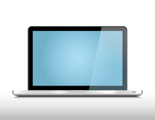 Metalic laptop with blank screen - obrazy, fototapety, plakaty