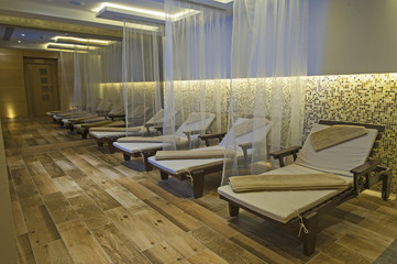 Relaxation area of a luxury health spa