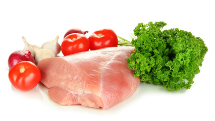 Raw turkey meat isolated on white