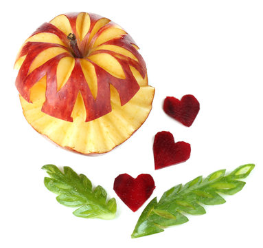 Carving apple isolated on white