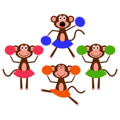 Four cute cheerleader monkey girls