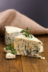 Tasty blue cheese with thyme,