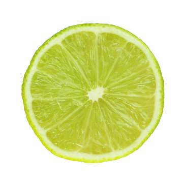 Slice of fresh lime, isolated on white