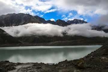 Tasman glacier lake view in New Zealand