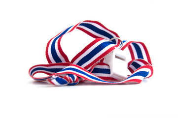 Fototapeta premium white whistles with Thailand national flag lanyard