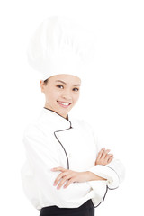 asian young pretty woman chef standing in studio