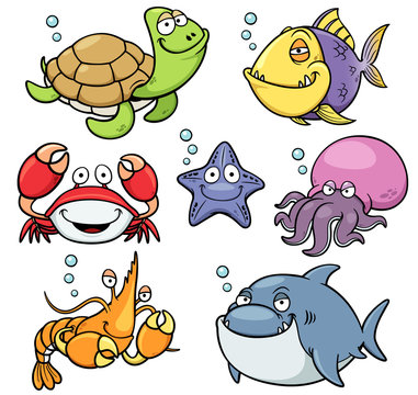Vector illustration of Sea Animals Collection
